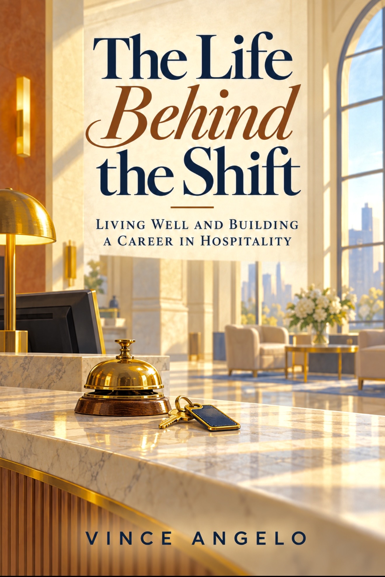 Book cover of “The Life Behind the Shift”: Living Well and Building a Career in Hospitality by Vince Angelo